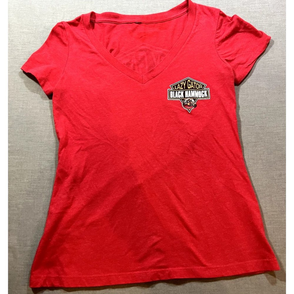 Lazy Gator Black Hammock Oviedo Florida Shirt Women Small Red Logo Tee Ladies.
